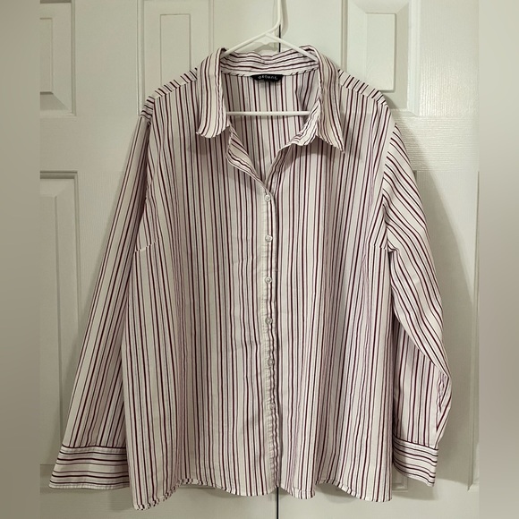 George, 4X, White/Maroon Striped. Long sleeve - Picture 1 of 2